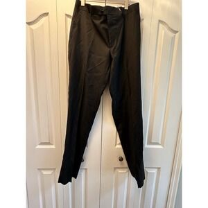 Men's Mantoni Flat Front Pants All Wool Dress, Suit Slacks. Black NWOT. 46/40